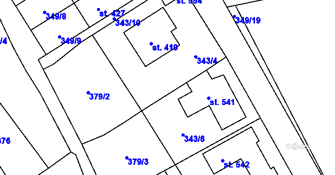 Parcela st. 343/5 v KÚ Dlouhá Třebová, Katastrální mapa