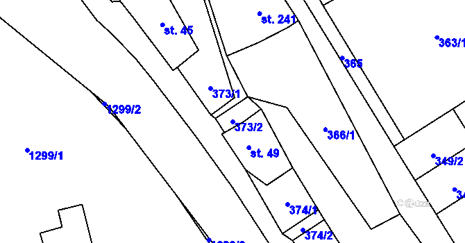 Parcela st. 373/2 v KÚ Dlouhá Třebová, Katastrální mapa