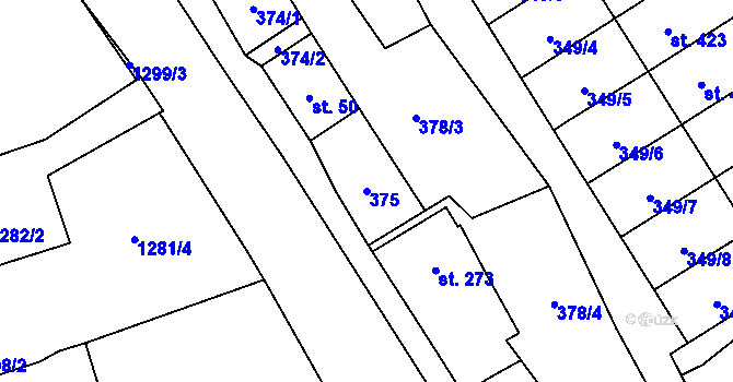 Parcela st. 375 v KÚ Dlouhá Třebová, Katastrální mapa