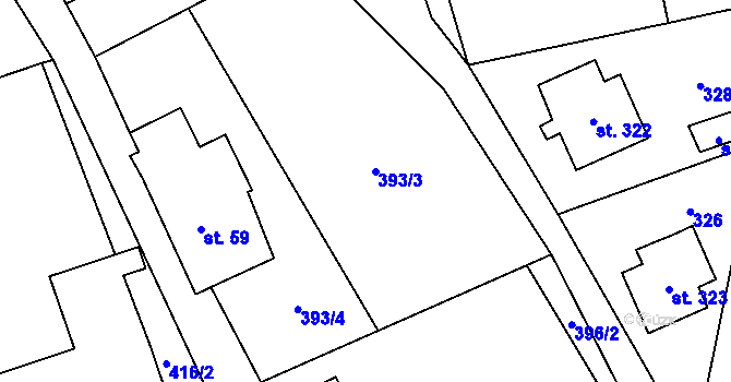 Parcela st. 393 v KÚ Dlouhá Třebová, Katastrální mapa