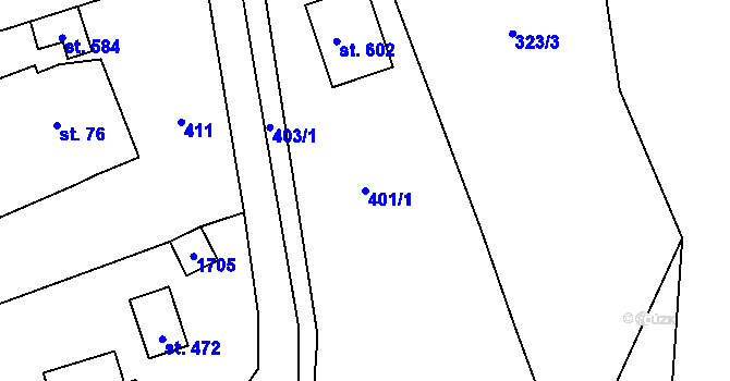 Parcela st. 401/1 v KÚ Dlouhá Třebová, Katastrální mapa