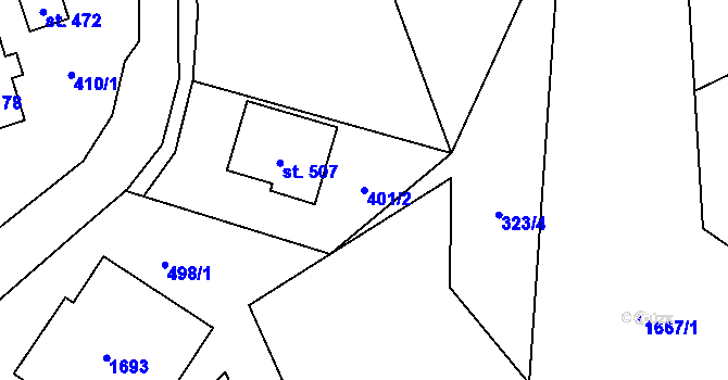Parcela st. 401/2 v KÚ Dlouhá Třebová, Katastrální mapa