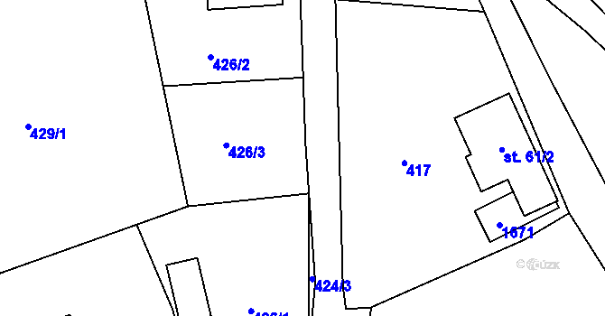 Parcela st. 424/5 v KÚ Dlouhá Třebová, Katastrální mapa