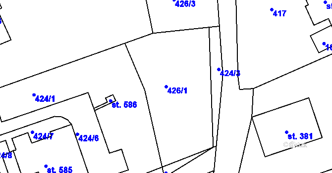 Parcela st. 426/1 v KÚ Dlouhá Třebová, Katastrální mapa