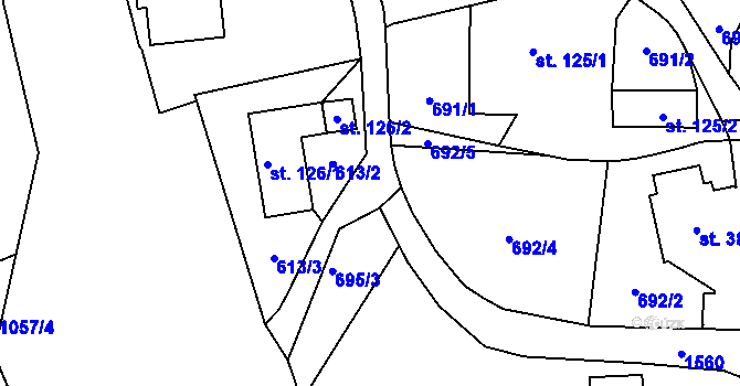 Parcela st. 612/2 v KÚ Dlouhá Třebová, Katastrální mapa