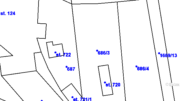 Parcela st. 686/3 v KÚ Dlouhá Třebová, Katastrální mapa