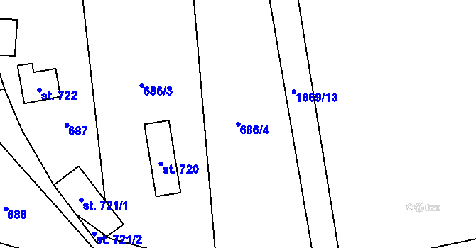 Parcela st. 686/4 v KÚ Dlouhá Třebová, Katastrální mapa