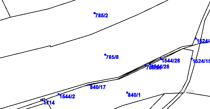 Parcela st. 785/8 v KÚ Dlouhá Třebová, Katastrální mapa