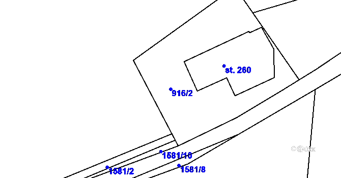 Parcela st. 916/2 v KÚ Dlouhá Třebová, Katastrální mapa