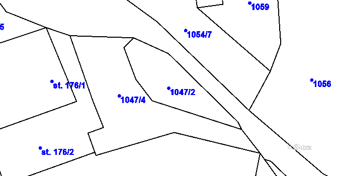 Parcela st. 1047/2 v KÚ Dlouhá Třebová, Katastrální mapa