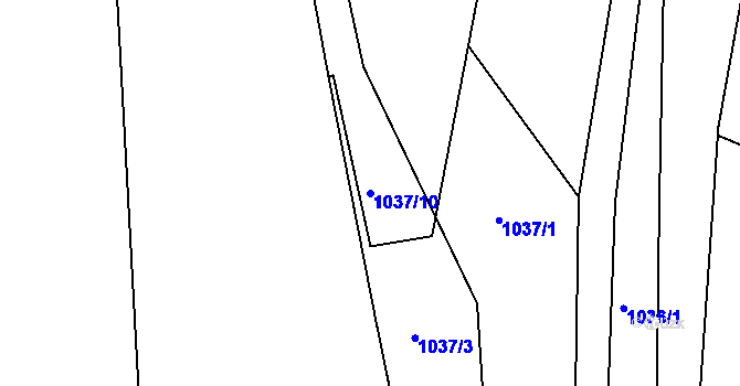 Parcela st. 1037/10 v KÚ Dlouhá Třebová, Katastrální mapa