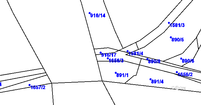 Parcela st. 916/17 v KÚ Dlouhá Třebová, Katastrální mapa