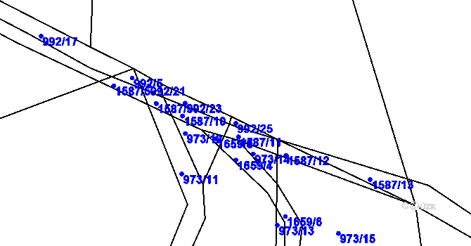 Parcela st. 992/25 v KÚ Dlouhá Třebová, Katastrální mapa