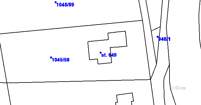 Parcela st. 649 v KÚ Dlouhá Třebová, Katastrální mapa