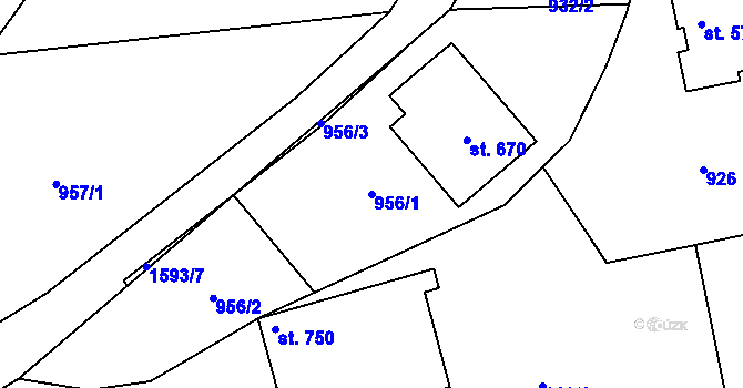 Parcela st. 956/1 v KÚ Dlouhá Třebová, Katastrální mapa