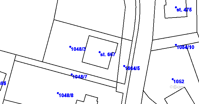 Parcela st. 667 v KÚ Dlouhá Třebová, Katastrální mapa