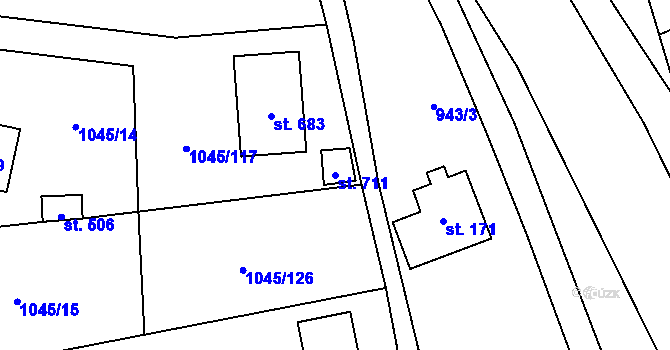 Parcela st. 711 v KÚ Dlouhá Třebová, Katastrální mapa