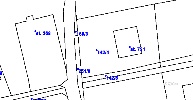 Parcela st. 142/4 v KÚ Dlouhá Třebová, Katastrální mapa