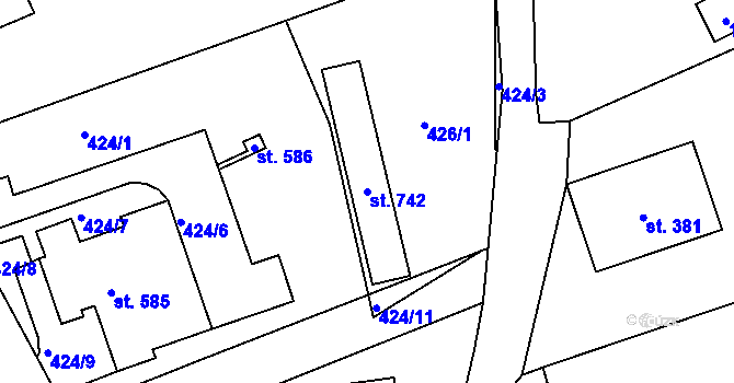 Parcela st. 742 v KÚ Dlouhá Třebová, Katastrální mapa