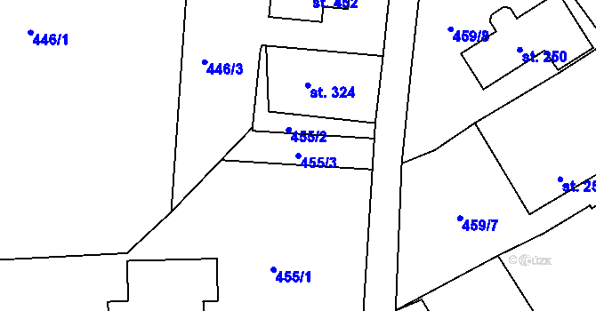 Parcela st. 455/3 v KÚ Dlouhá Třebová, Katastrální mapa