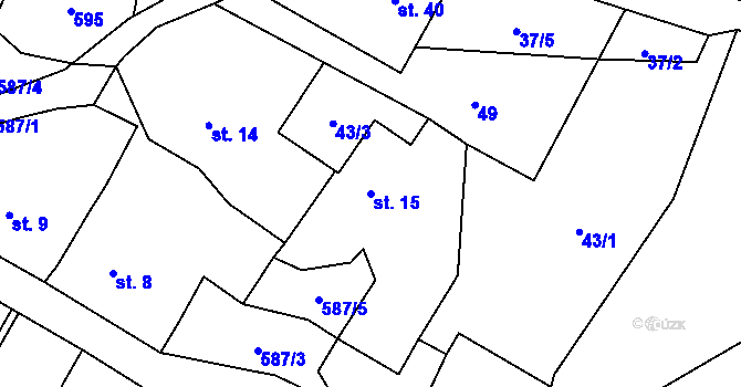 Parcela st. 15 v KÚ Bohdašice, Katastrální mapa