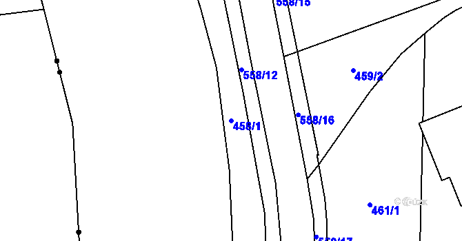 Parcela st. 458/1 v KÚ Bohdašice, Katastrální mapa