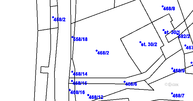 Parcela st. 468/2 v KÚ Bohdašice, Katastrální mapa