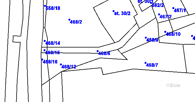 Parcela st. 468/6 v KÚ Bohdašice, Katastrální mapa