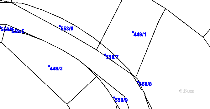 Parcela st. 558/7 v KÚ Bohdašice, Katastrální mapa