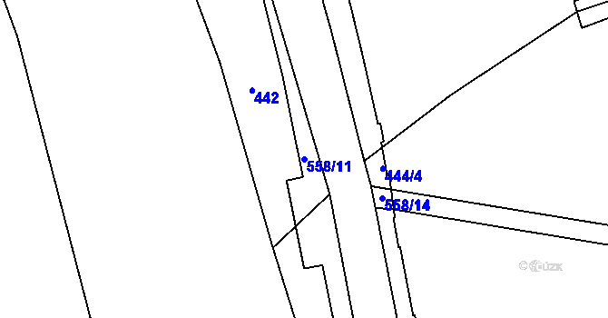 Parcela st. 558/11 v KÚ Bohdašice, Katastrální mapa