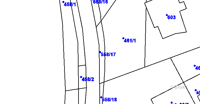 Parcela st. 558/17 v KÚ Bohdašice, Katastrální mapa