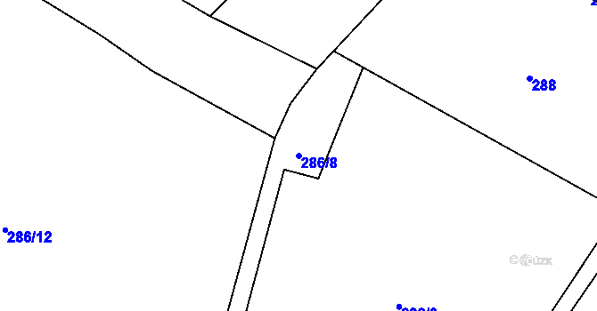 Parcela st. 286/8 v KÚ Bohdašice, Katastrální mapa