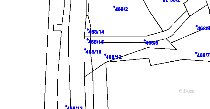 Parcela st. 468/12 v KÚ Bohdašice, Katastrální mapa