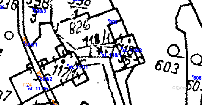 Parcela st. 118/1 v KÚ Dlouhá Ves u Sušice, Katastrální mapa