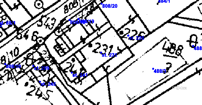 Parcela st. 231 v KÚ Dlouhá Ves u Sušice, Katastrální mapa