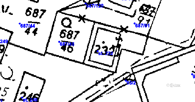 Parcela st. 232 v KÚ Dlouhá Ves u Sušice, Katastrální mapa