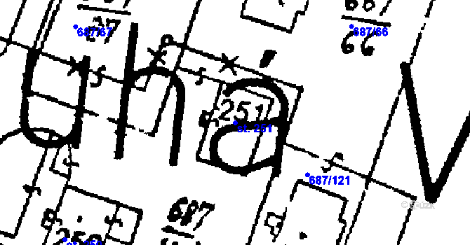 Parcela st. 251 v KÚ Dlouhá Ves u Sušice, Katastrální mapa
