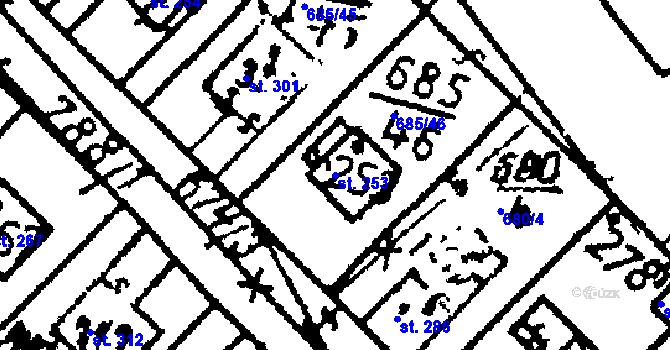 Parcela st. 253 v KÚ Dlouhá Ves u Sušice, Katastrální mapa