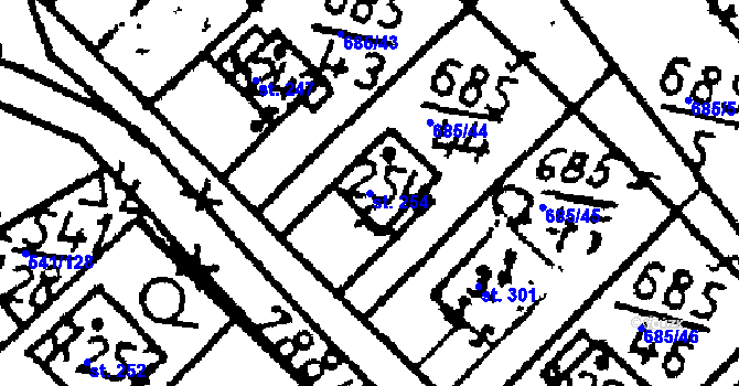 Parcela st. 254 v KÚ Dlouhá Ves u Sušice, Katastrální mapa