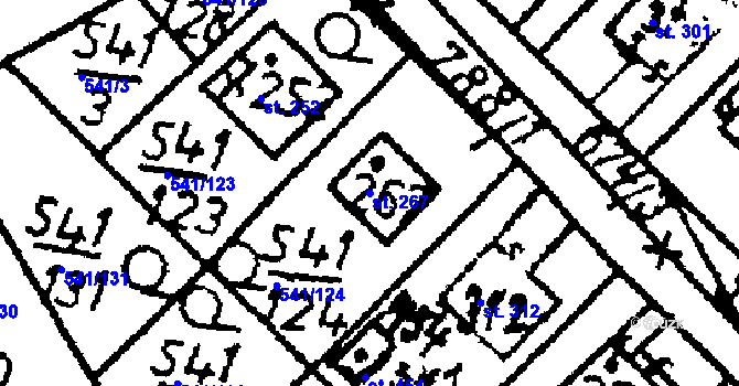 Parcela st. 267 v KÚ Dlouhá Ves u Sušice, Katastrální mapa