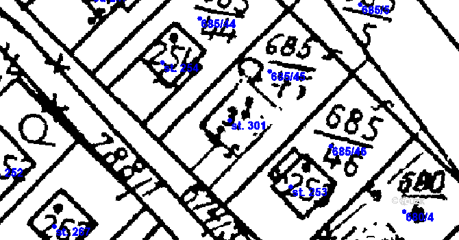 Parcela st. 301 v KÚ Dlouhá Ves u Sušice, Katastrální mapa