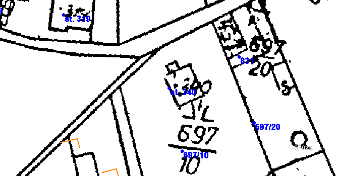 Parcela st. 340 v KÚ Dlouhá Ves u Sušice, Katastrální mapa