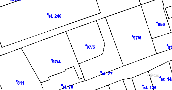 Parcela st. 97/5 v KÚ Dlouhá Ves u Sušice, Katastrální mapa