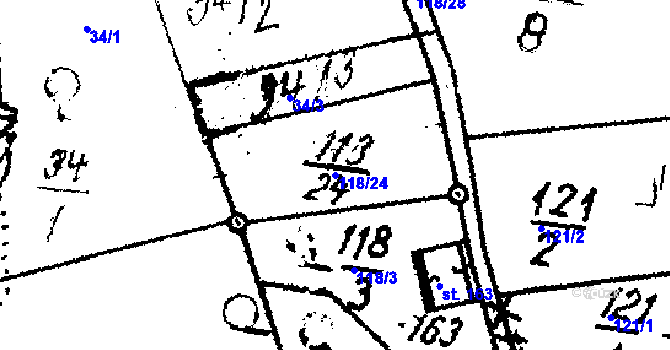 Parcela st. 118/24 v KÚ Dlouhá Ves u Sušice, Katastrální mapa
