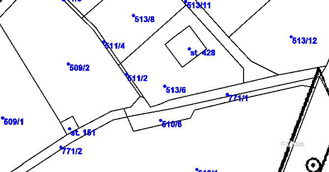 Parcela st. 513/6 v KÚ Dlouhá Ves u Sušice, Katastrální mapa