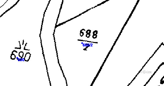 Parcela st. 688/2 v KÚ Dlouhá Ves u Sušice, Katastrální mapa