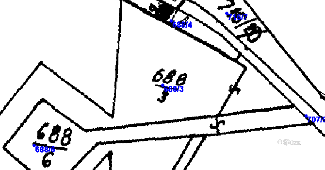 Parcela st. 688/3 v KÚ Dlouhá Ves u Sušice, Katastrální mapa