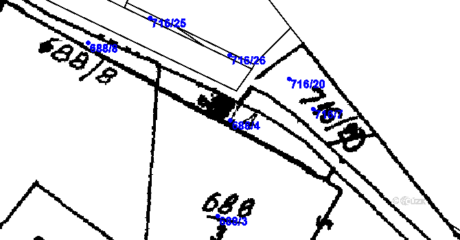 Parcela st. 688/4 v KÚ Dlouhá Ves u Sušice, Katastrální mapa