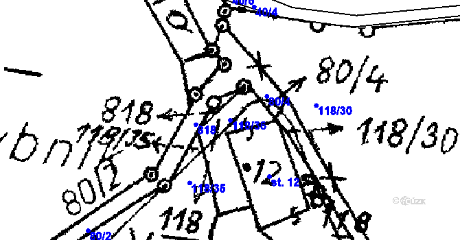 Parcela st. 118/36 v KÚ Dlouhá Ves u Sušice, Katastrální mapa