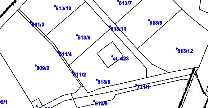 Parcela st. 335 v KÚ Dlouhá Ves u Sušice, Katastrální mapa